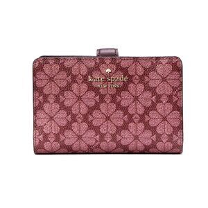 New Kate Spade Spade Flower Medium Compact Bifold Wallet Logo Grenache Multi